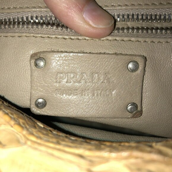 PRADA Limited Edition Tan Beige Python Snakeskin Leather Hobo Bag Purse Handbag - Picture 10 of 16